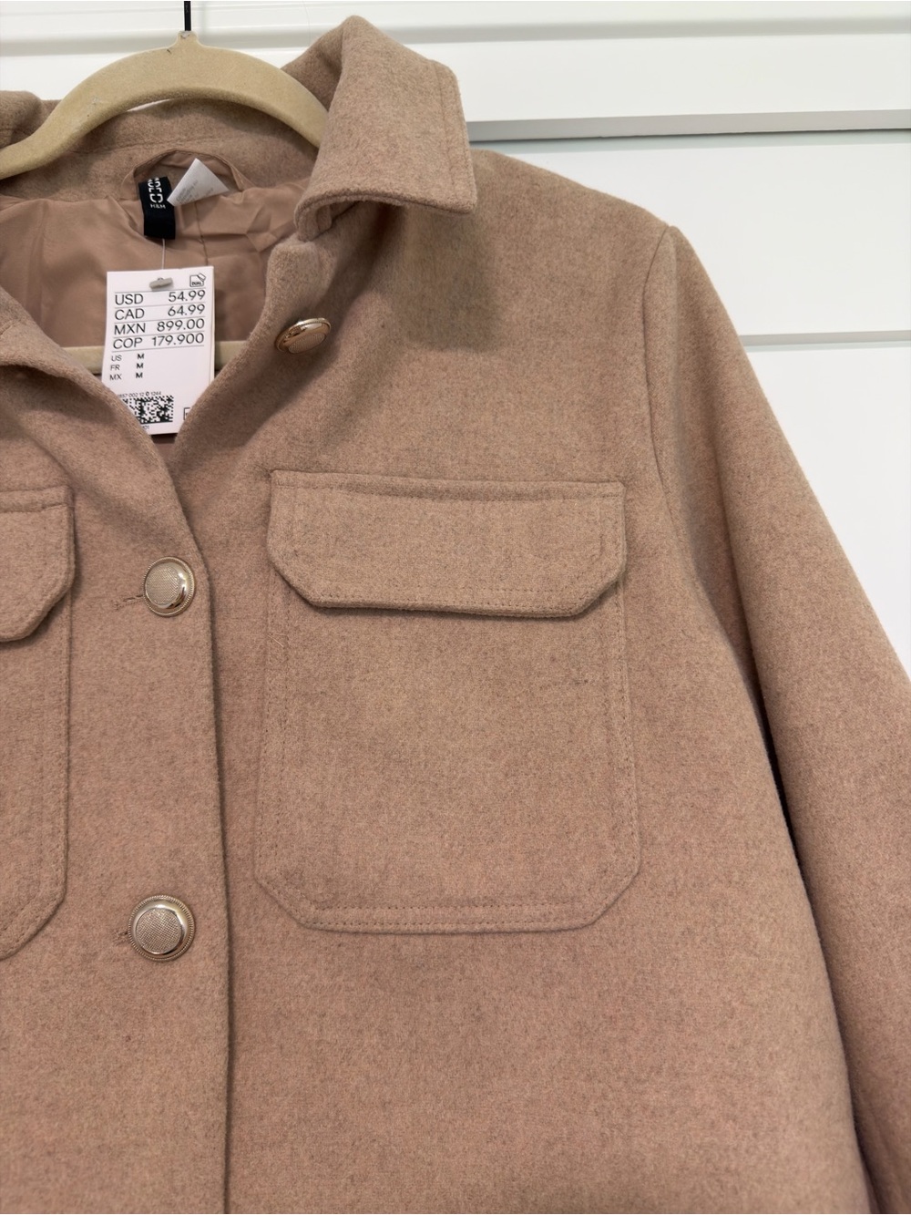Cropped Camel Felt Button Front Jacket - Picture 3 of 6